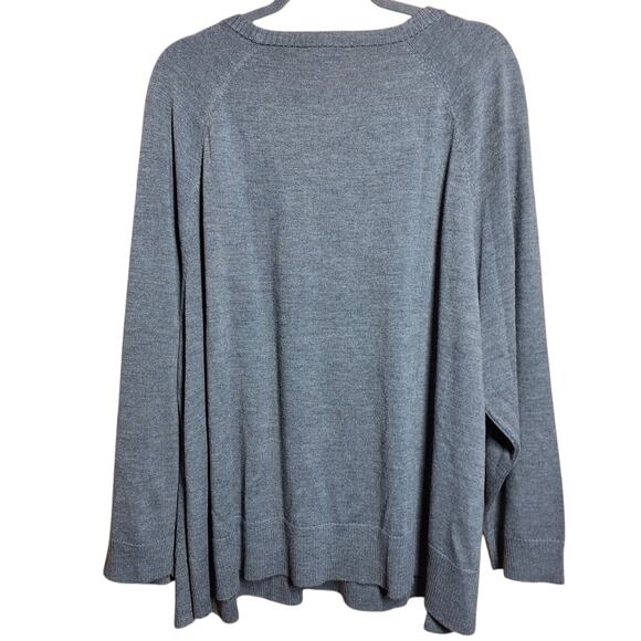 Eileen Fisher NEW Merino Jersey round neck sweater 2XL Gray 100% wool minimalist - Picture 3 of 6